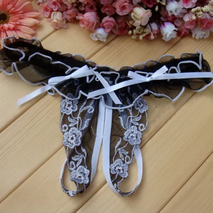 Embroidered Floral Crotchless Panty - Image 3