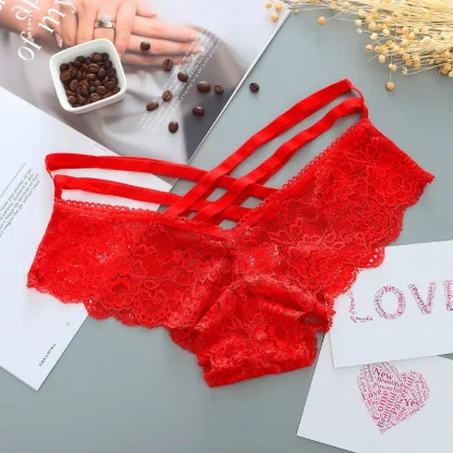 Strappy Floral Lace Panties - Image 4