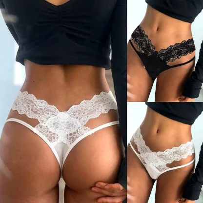 Lace Hollow Out Solid Panties - Image 6