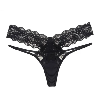 Lace Hollow Out Solid Panties - Image 5
