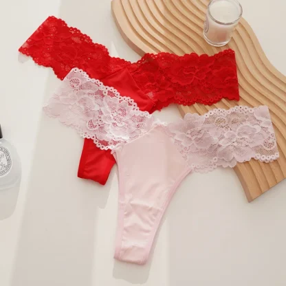 Low-waist Sheer Lace Thong Panties - Image 6