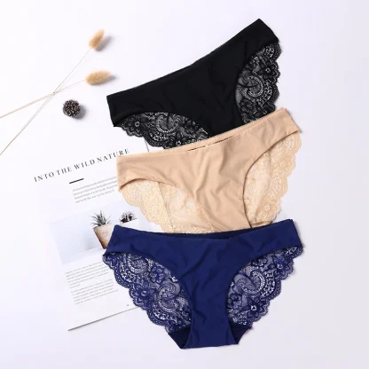 Seamless Lace Solid Panties - Image 4