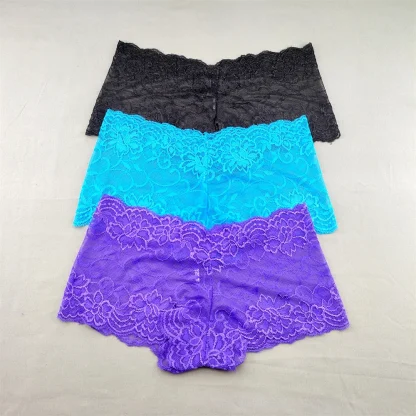 Sheer Floral Lace Boyshort Panties - Image 7