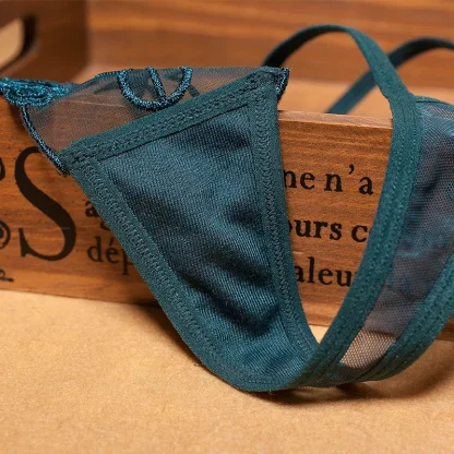 Embroidered Floral Sheer Thong - Image 6