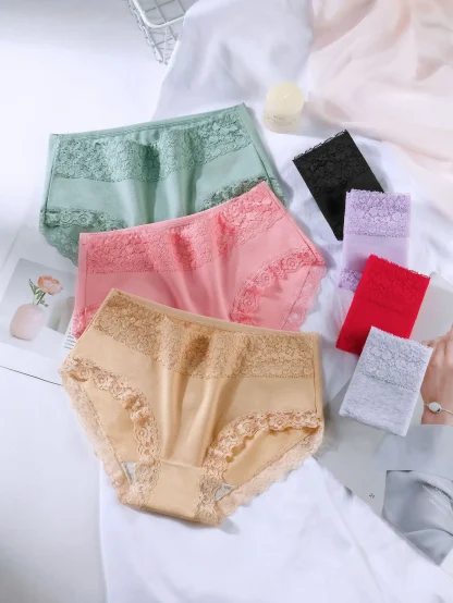 Lace Trim Breathable Panties - Image 6