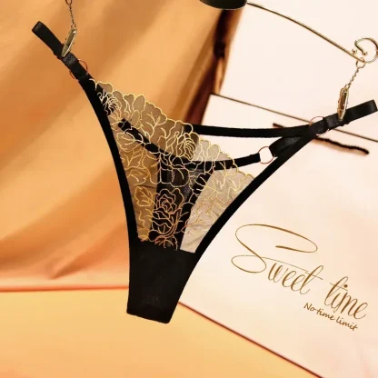 Slanted Sheer Lace Sexy Thongs - Image 2