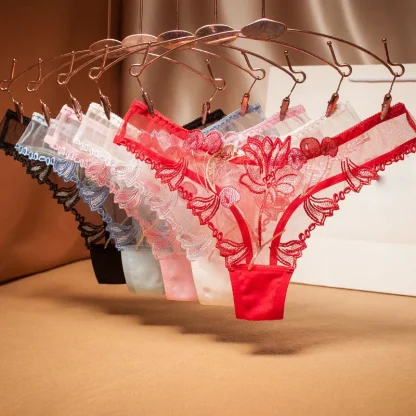 Sexy Embroidery Mesh Thongs - Image 7