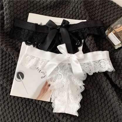 Bowknot Sheer Lace Panties - Image 7