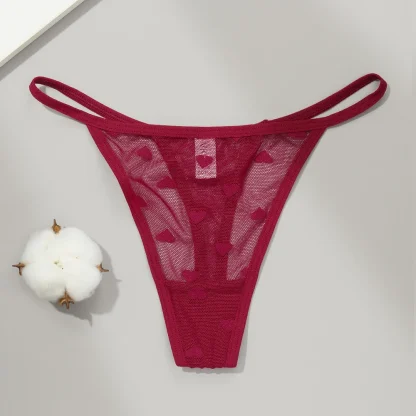 Polka Heart Mesh Thongs