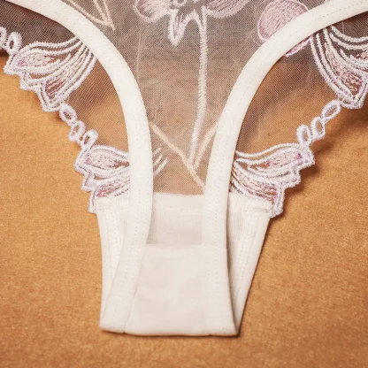 Sexy Embroidery Mesh Thongs - Image 3