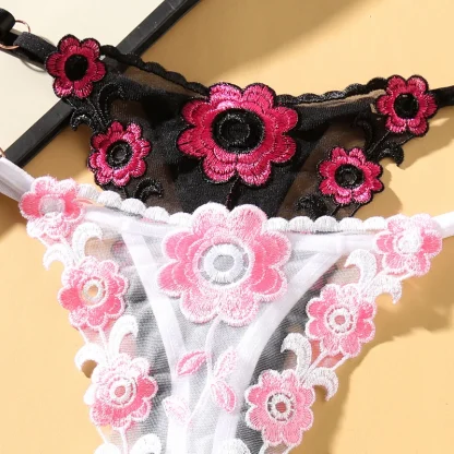 Embroidered Floral Thong - Image 5