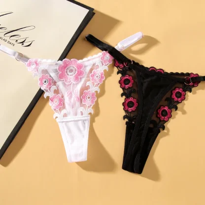 Embroidered Floral Thong - Image 6