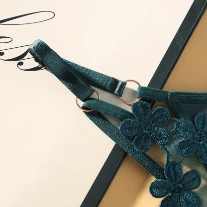 Embroidered Floral Sheer Thongs - Image 4