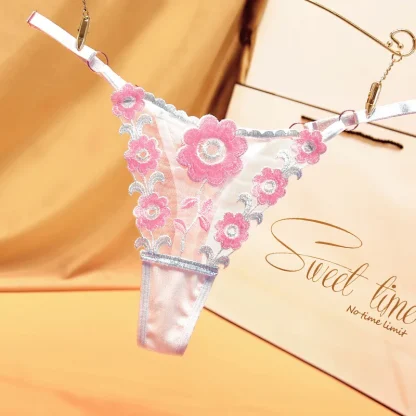 Embroidered Floral Thong - Image 3