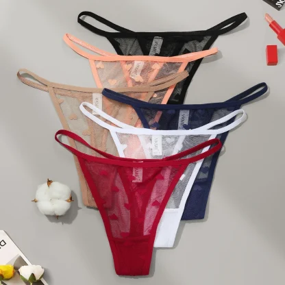 Polka Heart Mesh Thongs - Image 4