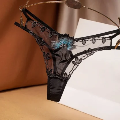 Sexy Embroidery Mesh Thongs - Image 2