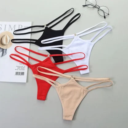 Sexy Strappy Solid Thongs - Image 7