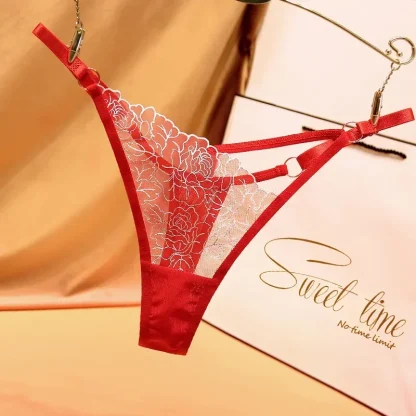 Slanted Sheer Lace Sexy Thongs - Image 4