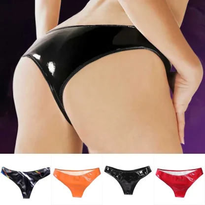 Faux Leather Glossy Black Panty - Image 2